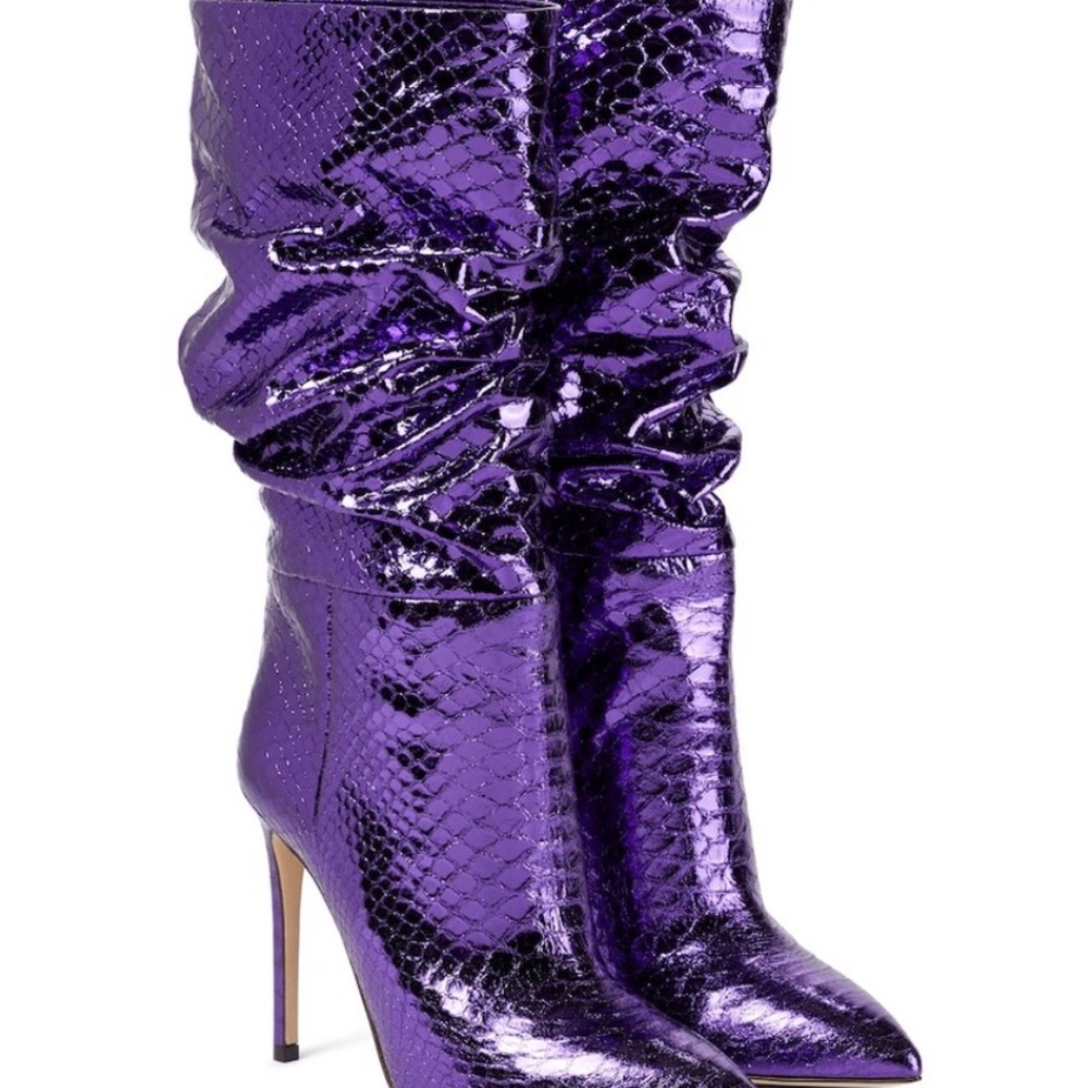 Paris Texas  Python Effect Leather Slouch Boots